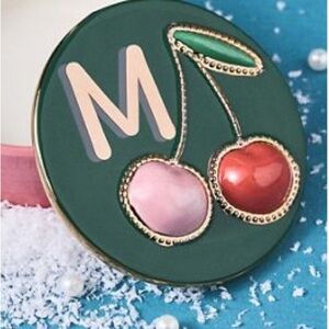 Anthropologie Hand Painted Stoneware Monogram Trinket Box | Letter M | NWT